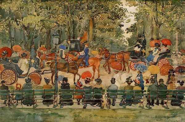 Central Park Oil Painting by Maurice Brazil Prendergast