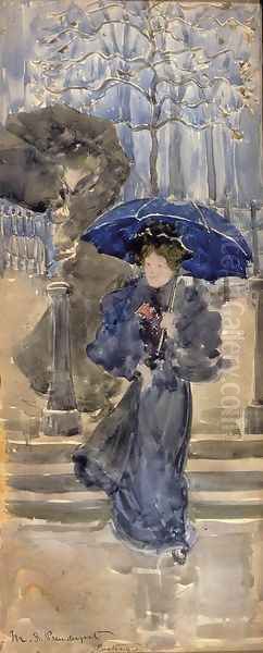 Ladies In The Rain Oil Painting by Maurice Brazil Prendergast