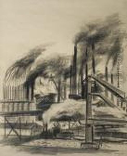 Ford River Rouge Plant Oil Painting by Yasuo Kuniyoshi