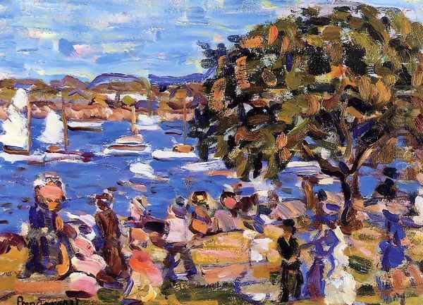 Bucks Harbor Oil Painting by Maurice Brazil Prendergast