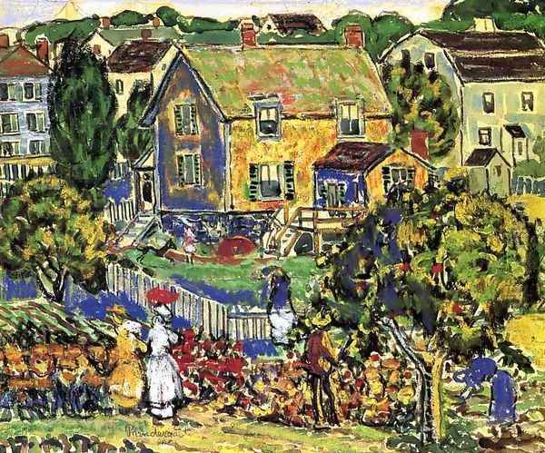 New England Village Oil Painting by Maurice Brazil Prendergast