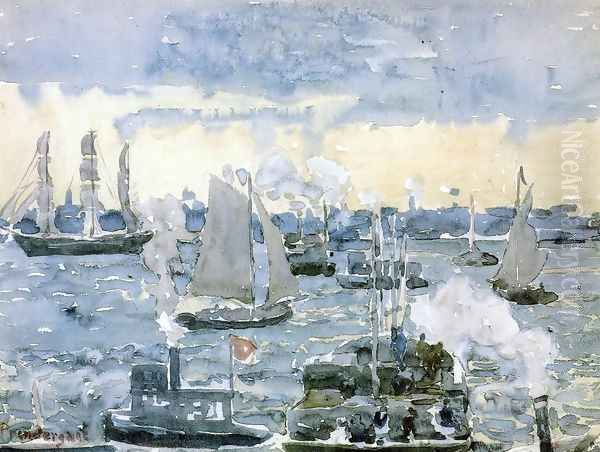 Boston Harbor Oil Painting by Maurice Brazil Prendergast