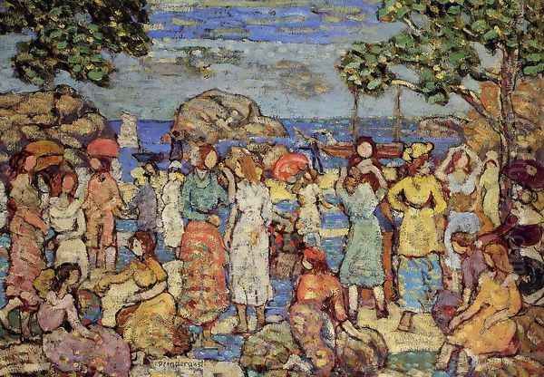 Beach At Gloucester Oil Painting by Maurice Brazil Prendergast