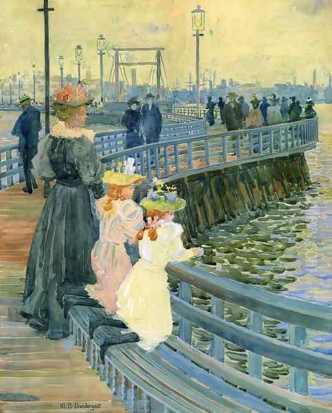 City Point Bridge Oil Painting by Maurice Brazil Prendergast