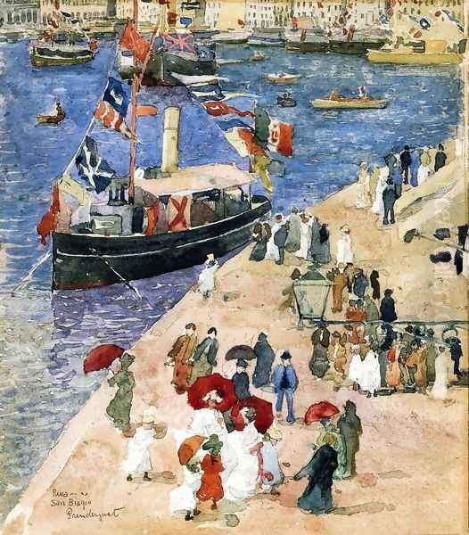 Riva San Biagio Venice Oil Painting by Maurice Brazil Prendergast