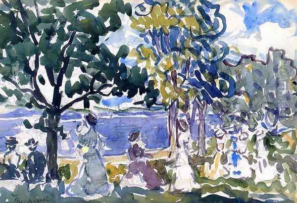 Beach Promenade Oil Painting by Maurice Brazil Prendergast