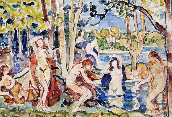 Bathers6 Oil Painting by Maurice Brazil Prendergast