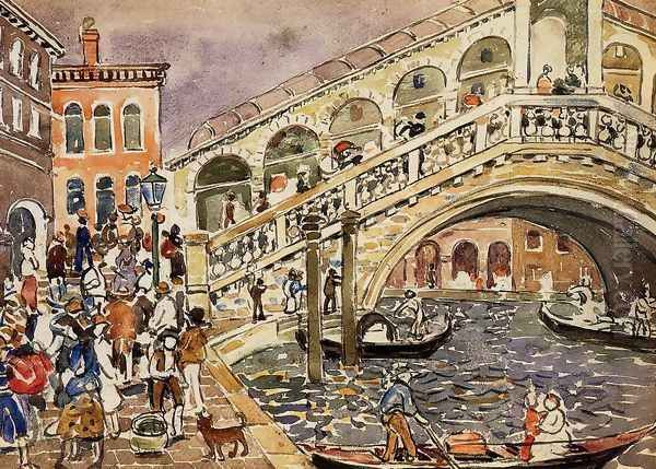 Rialto Bridge Aka The Rialto Bridge Venice Oil Painting by Maurice Brazil Prendergast