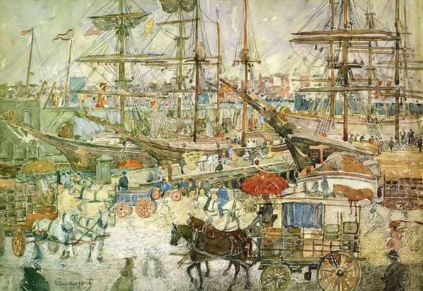 Docks East Boston Oil Painting by Maurice Brazil Prendergast