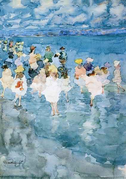 Children At The Beach Oil Painting by Maurice Brazil Prendergast