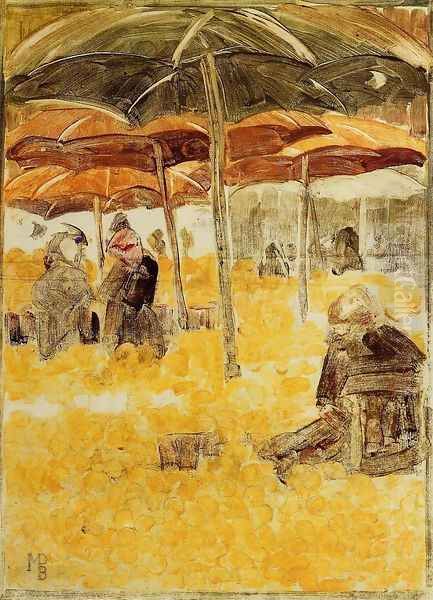 The Orange Market Oil Painting by Maurice Brazil Prendergast