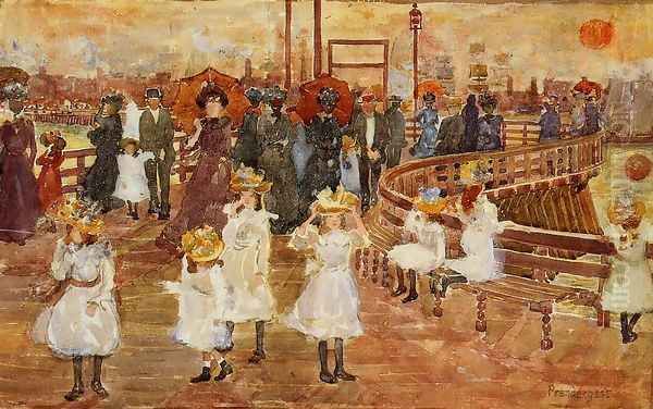 South Boston Pier Oil Painting by Maurice Brazil Prendergast