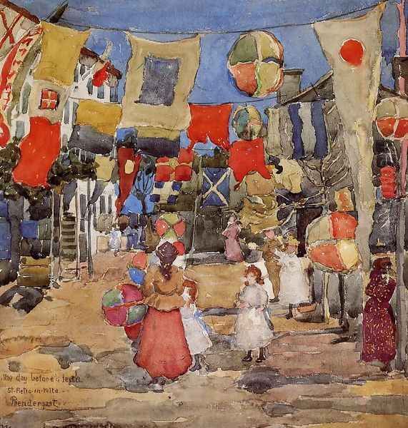 Fiesta Venice S Pietro In Volta Aka The Day Before The Fiesta St Pietro In Volte Oil Painting by Maurice Brazil Prendergast