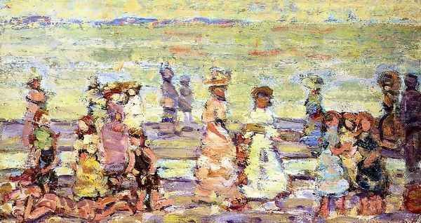 Maine Beach Oil Painting by Maurice Brazil Prendergast