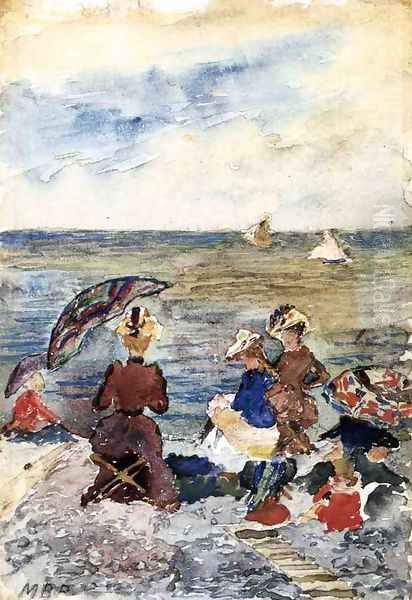 Figures On The Beach3 Oil Painting by Maurice Brazil Prendergast