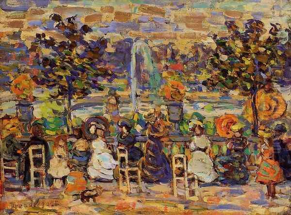 In Luxembourg Gardens Oil Painting by Maurice Brazil Prendergast