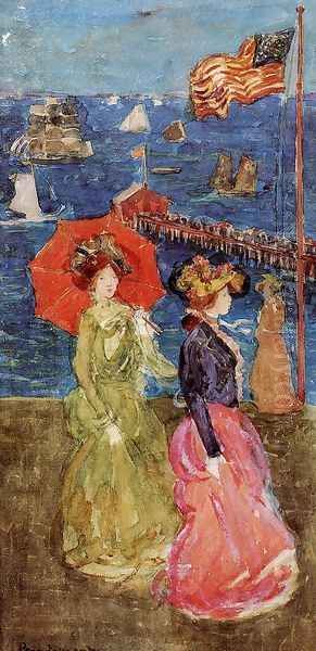 Figures under the Flag Oil Painting by Maurice Brazil Prendergast