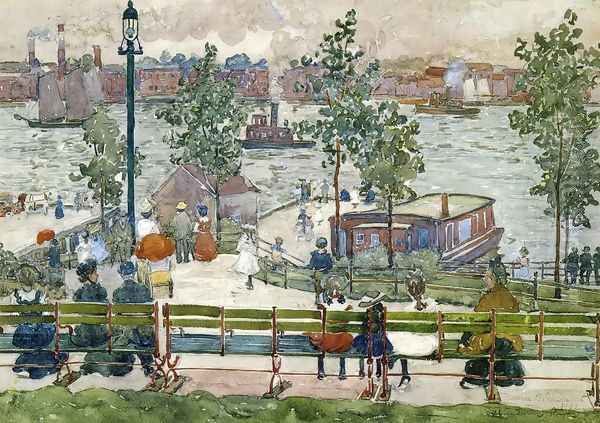 East River Park Oil Painting by Maurice Brazil Prendergast