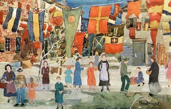 Fiesta Oil Painting by Maurice Brazil Prendergast