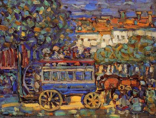 Paris Omnibus Oil Painting by Maurice Brazil Prendergast