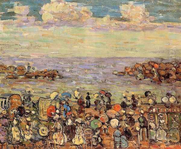 Beach At St Malo4 Oil Painting by Maurice Brazil Prendergast