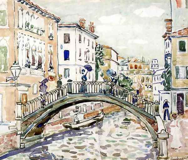 Little Bridge Venice Oil Painting by Maurice Brazil Prendergast