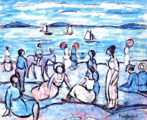 Playing At Salem Massachusetts Oil Painting by Maurice Brazil Prendergast