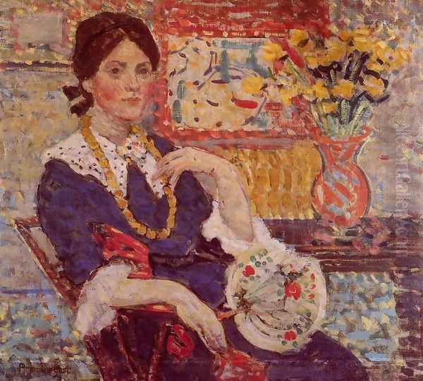 Le Rouge Portrait Of Miss Edith King Oil Painting by Maurice Brazil Prendergast