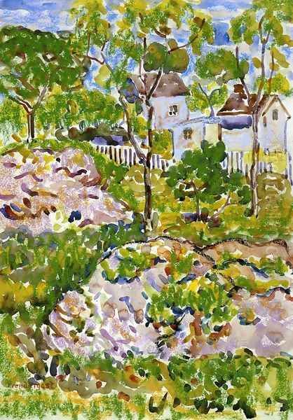 Farmhouse In New England Oil Painting by Maurice Brazil Prendergast