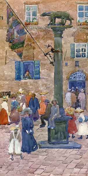 Sienna Column Of The Wolf Oil Painting by Maurice Brazil Prendergast