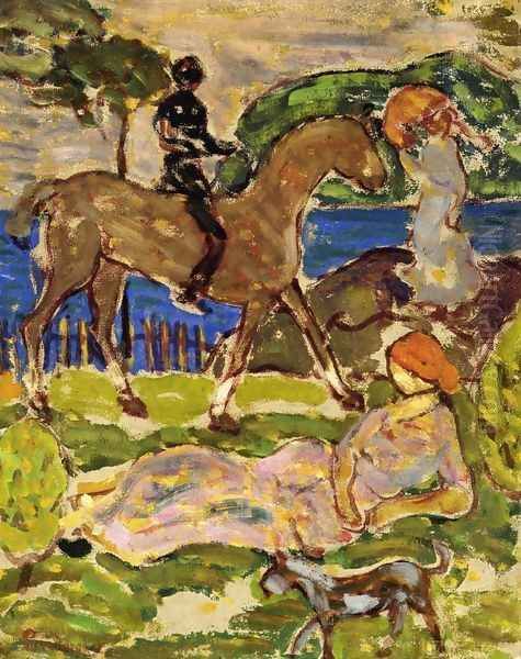 Idyllic Landscape Oil Painting by Maurice Brazil Prendergast