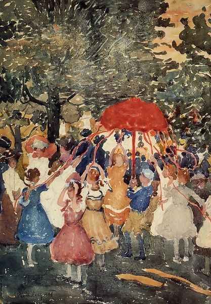 Maypole Oil Painting by Maurice Brazil Prendergast