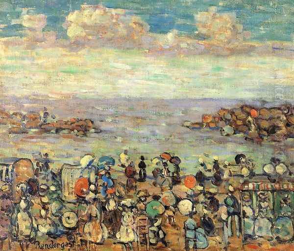 Beach At St Malo2 Oil Painting by Maurice Brazil Prendergast