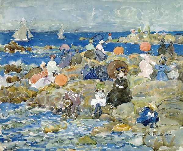 Holiday Nahant Oil Painting by Maurice Brazil Prendergast