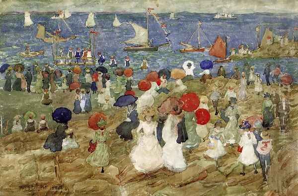 Nantasket Beach 2 Aka Handkerchief Point Oil Painting by Maurice Brazil Prendergast