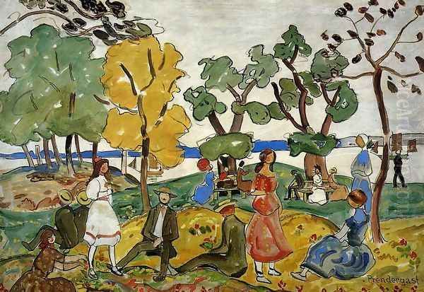 Picnic2 Oil Painting by Maurice Brazil Prendergast