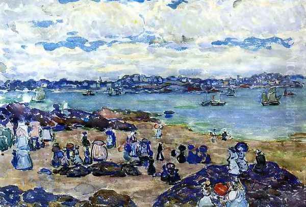 Figures On The Beach Oil Painting by Maurice Brazil Prendergast