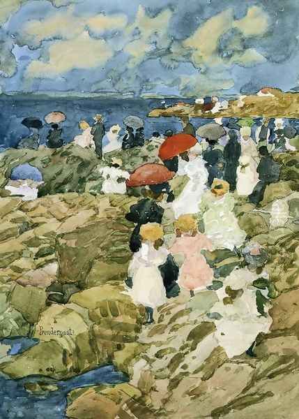 Handkerchief Point (Coastal Scene) Oil Painting by Maurice Brazil Prendergast