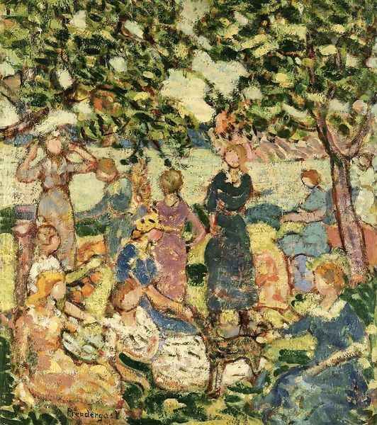 Picnic By The Inlet Oil Painting by Maurice Brazil Prendergast