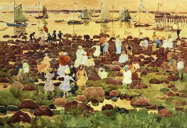 Revere Beach2 Oil Painting by Maurice Brazil Prendergast