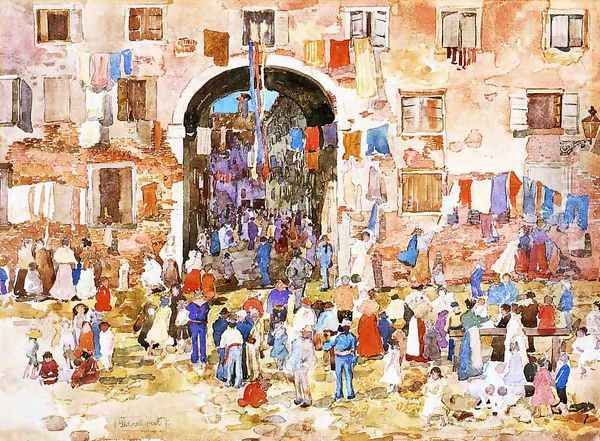 Riva Degli Schiavoni Oil Painting by Maurice Brazil Prendergast