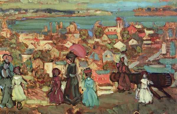 Village By The Sea Oil Painting by Maurice Brazil Prendergast