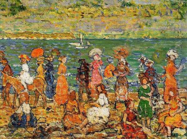 Seashore Oil Painting by Maurice Brazil Prendergast