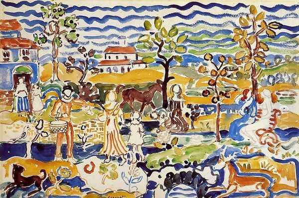 Decorative Composition Oil Painting by Maurice Brazil Prendergast