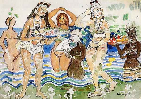 Sea Maidens Oil Painting by Maurice Brazil Prendergast