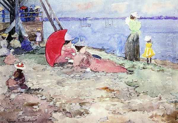 Revere Beach Oil Painting by Maurice Brazil Prendergast