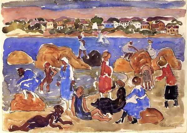 Gloucester Fishermens Houses Oil Painting by Maurice Brazil Prendergast