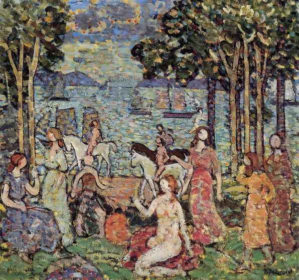 The Promenade Oil Painting by Maurice Brazil Prendergast