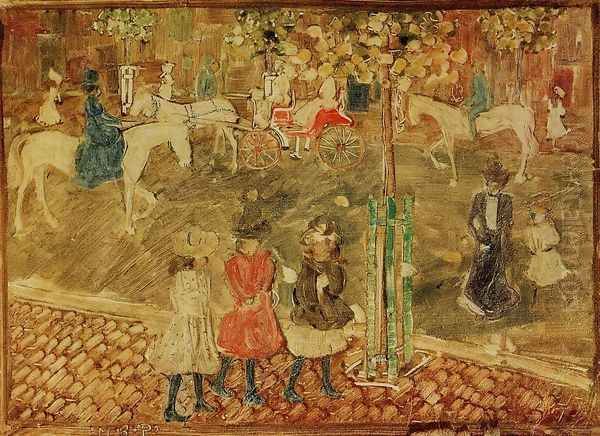 Horseback Riders Oil Painting by Maurice Brazil Prendergast