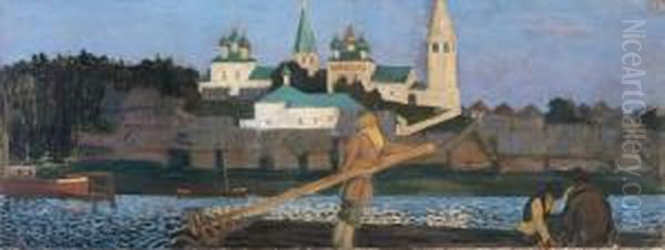 Onthe Volga Oil Painting by Boris Kustodiev